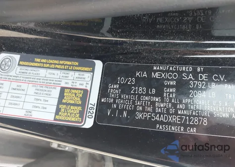 2024 Kia Forte Gt Line z USA, uszkodzony, nr VIN 3KPF54ADXRE712878